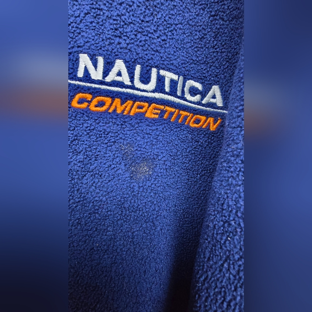 VTG Nautica Competition 1990'S Men's Quarter Zip Fleece Size Large Blue Orange - Picture 4 of 16